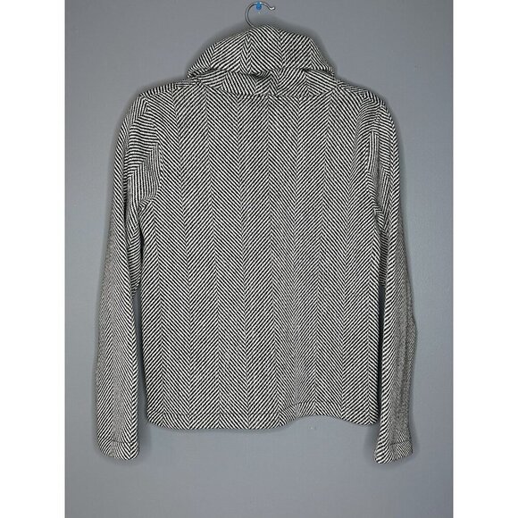 J. Crew Funnel Neck Sweater Size M Herringbone Black White Soft Old Money Preppy - Picture 13 of 13
